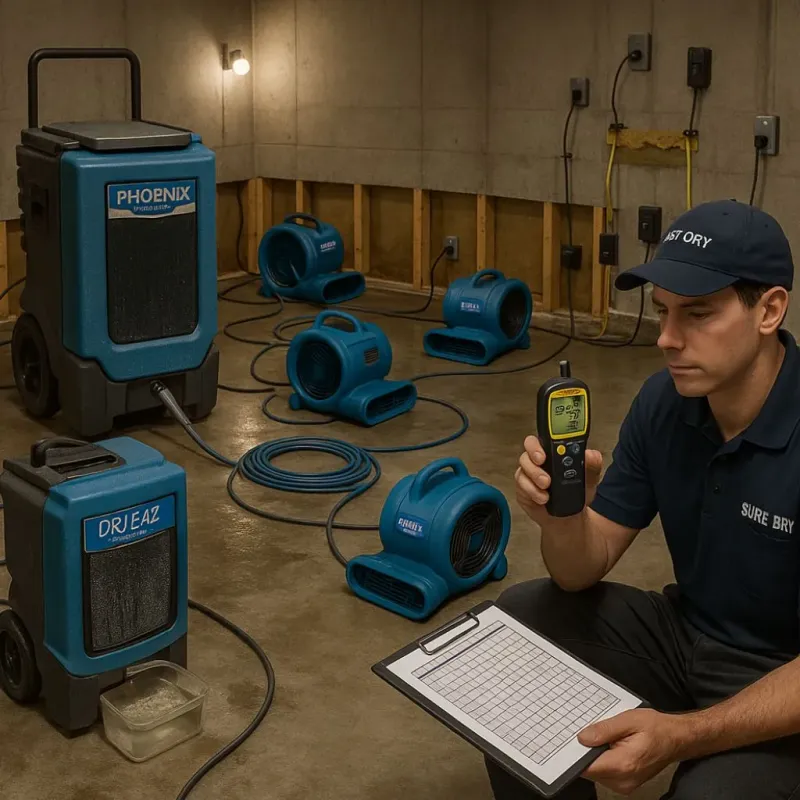 Structural Drying and Dehumidification process in Tamalpais-Homestead Valley, CA